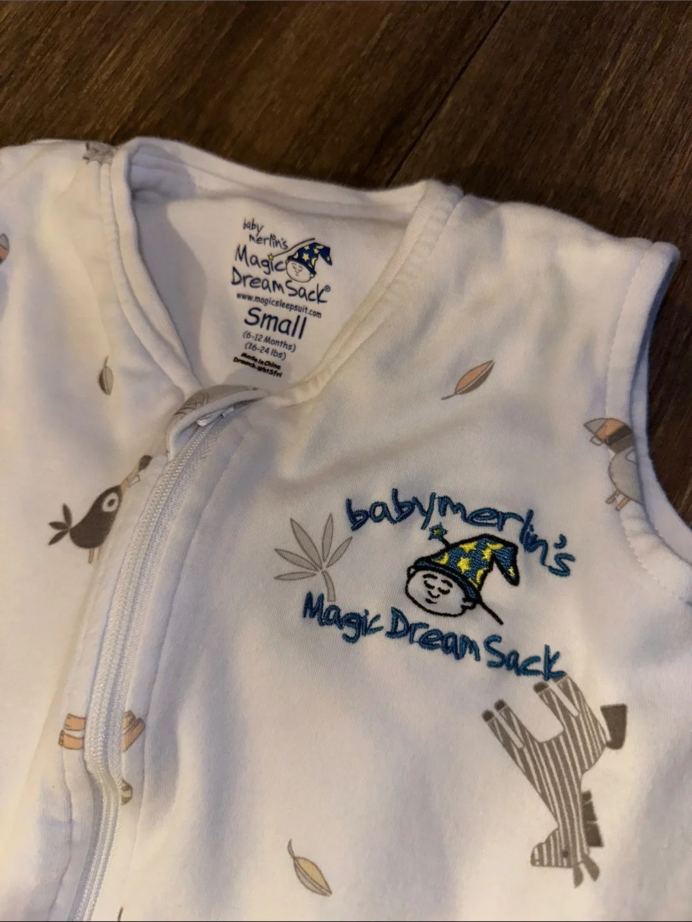 Baby Merlins Magic Dream Sack White Animal Print Sleep Sack